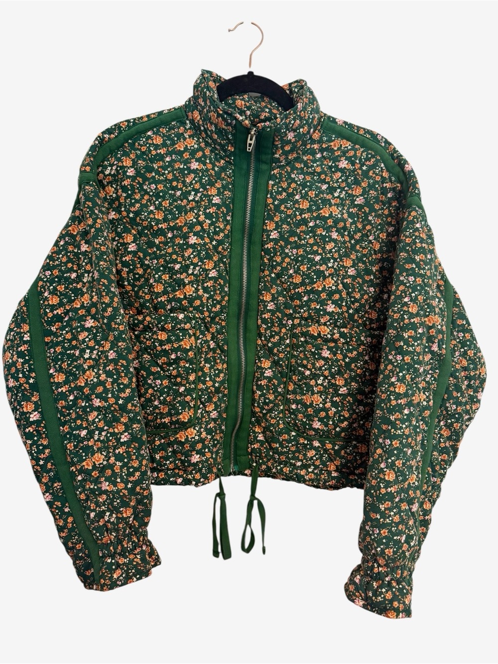 BLANKNYC Green Floral Quilted Puffer Jacket Size Small